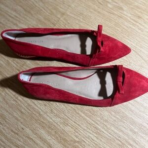 Ann Taylor Red Suede Bow Flats
